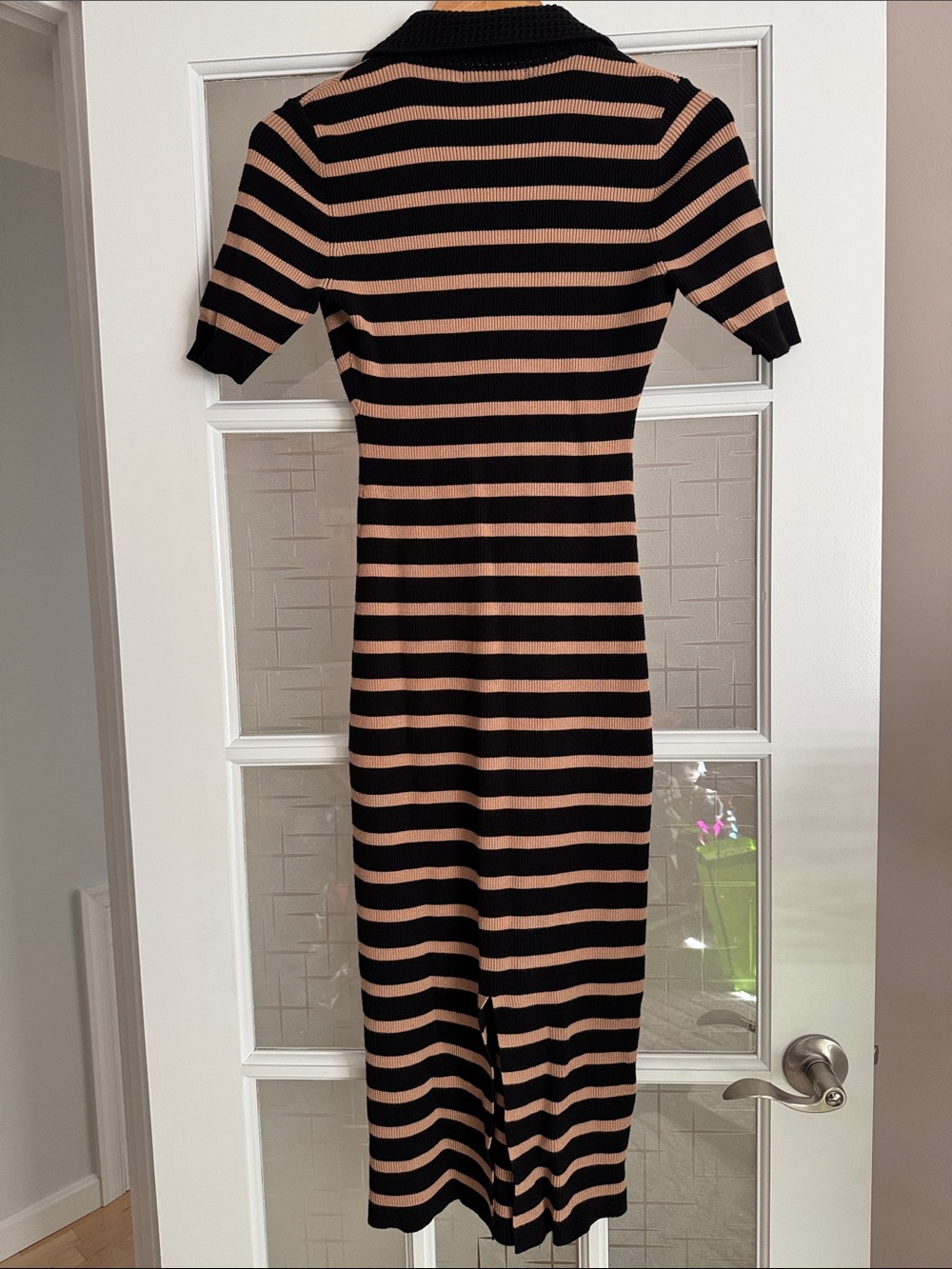 Caroline Constas Black and Tan Striped Polo Midi Dress - Picture 9 of 10